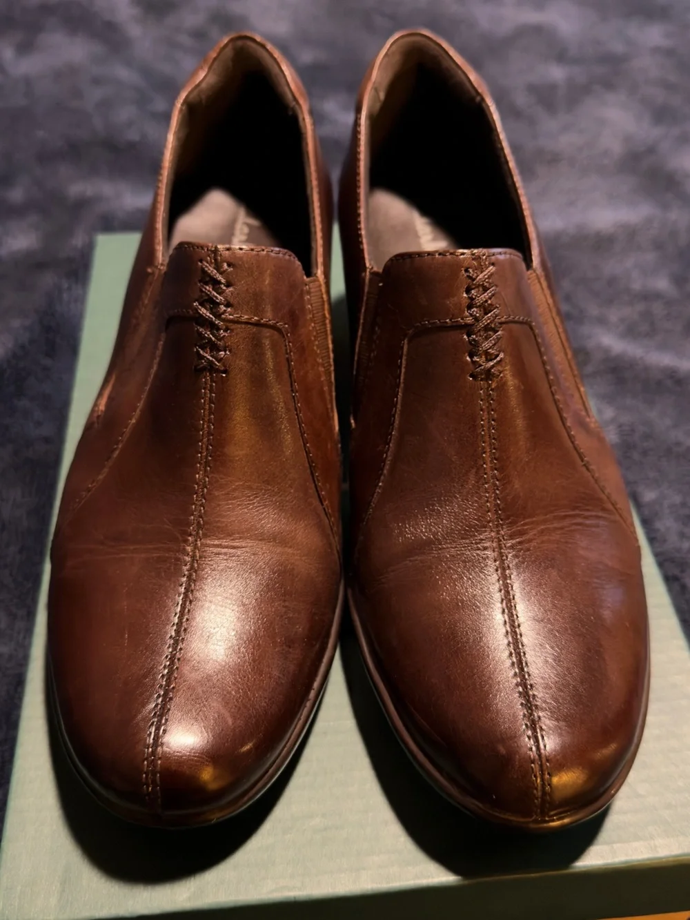 Clarks Brown Leather Slip-On Ankle Booties